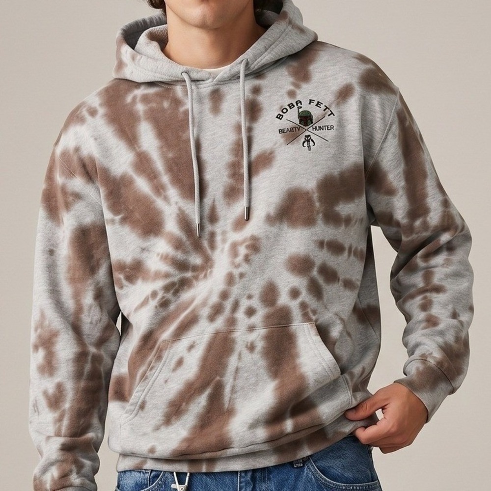 Star Wars Boba Fett Tie Dye Hoodie Mens L BoxLunch Our Universe Embroidered